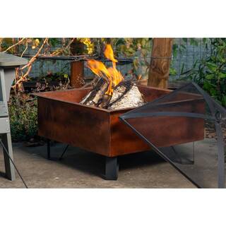 Sterling Oaks Boxite Steel 26 in. Square Wood-Burning Fire Pit in Copper 52119