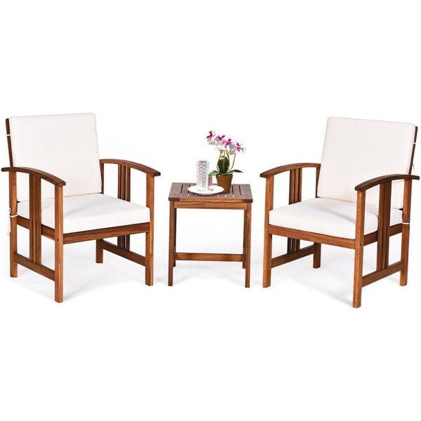 3 Pieces Solid Wood Outdoor Patio Sofa Furniture Set - Overstock - 37563819