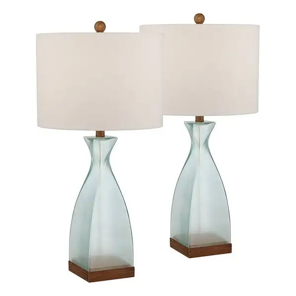 Set of 2 Modern Coastal Table Lamps Glass Blue - 14