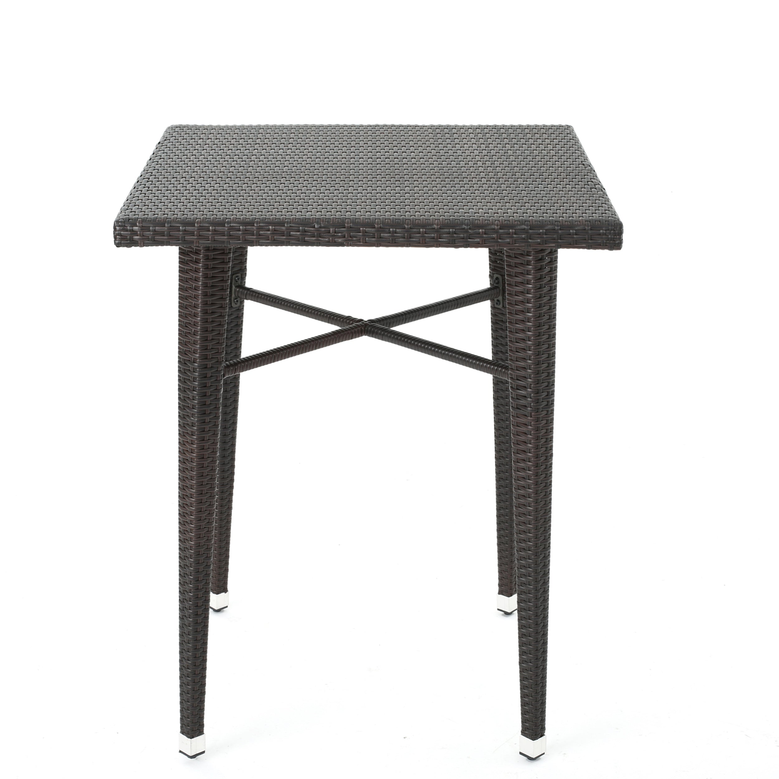 Dom Outdoor 32.5 Inch Square Multi-brown Wicker Bar Table