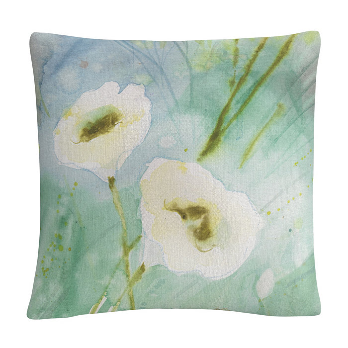 Baldwin Sheila Golden Quiet Pond White Soft Floral Motif Decorative Pillow， 16