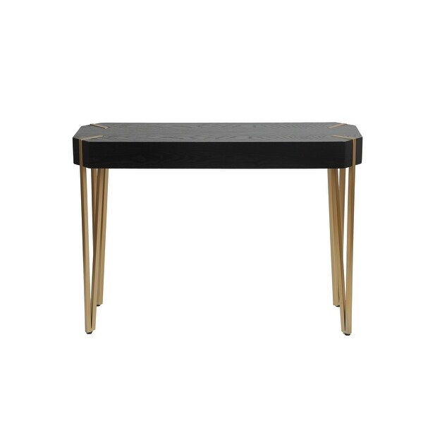 Black Wood and Gold Metal Console and Entry Table - 30.25