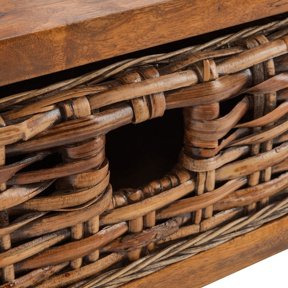 Raven 1 Rattan Drawer Coffee Table Brown/ Black   Transitional   Coffee Tables   by Peachtree Fine Furniture  Houzz