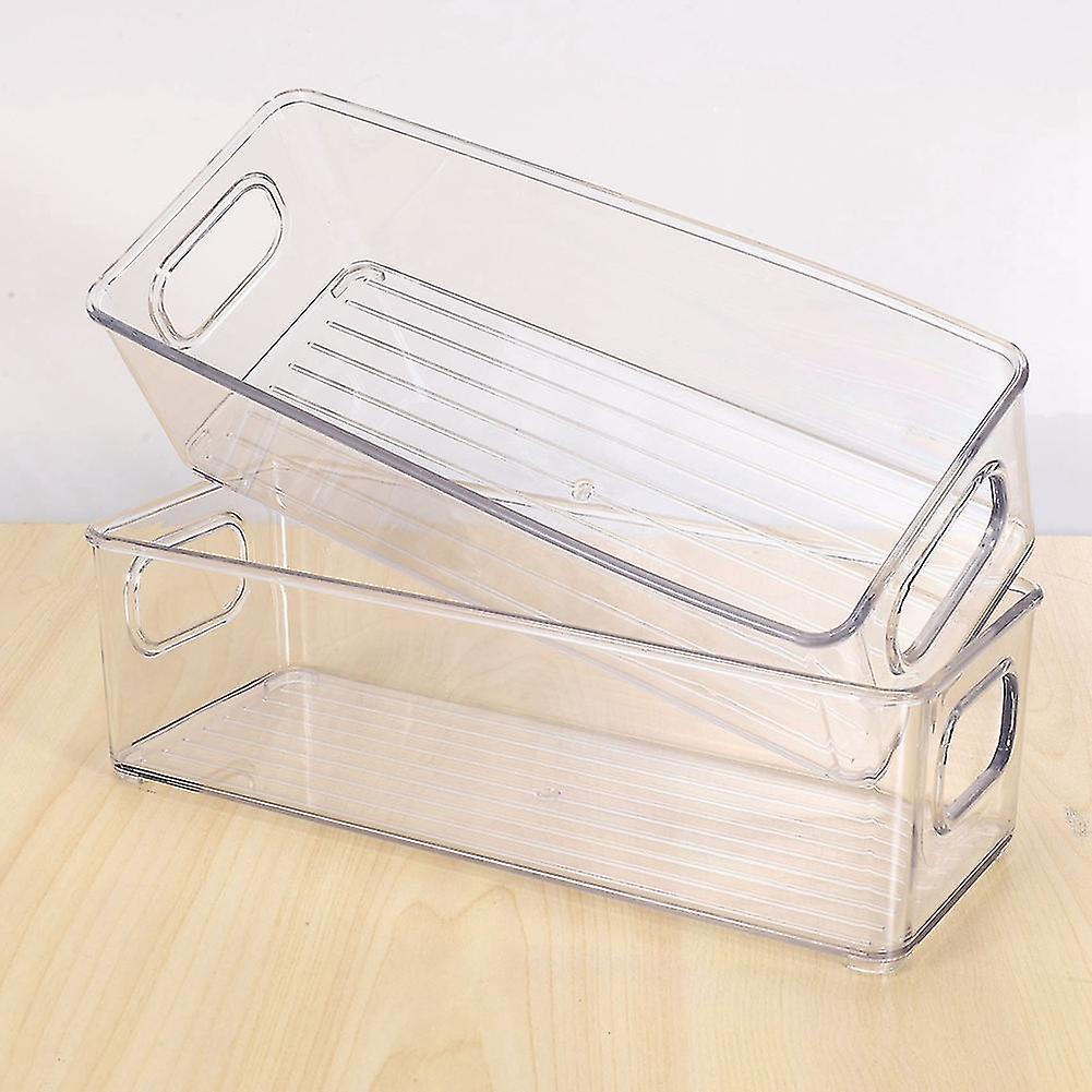 4 Pcs Refrigerator Organizer Bins， Clear Stackable Plastic Food Storage Rack With Handles For Pantr