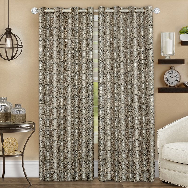 Kate Aurora Safari Living 2 Piece Python Room Darkening Grommet Top Curtain Panels