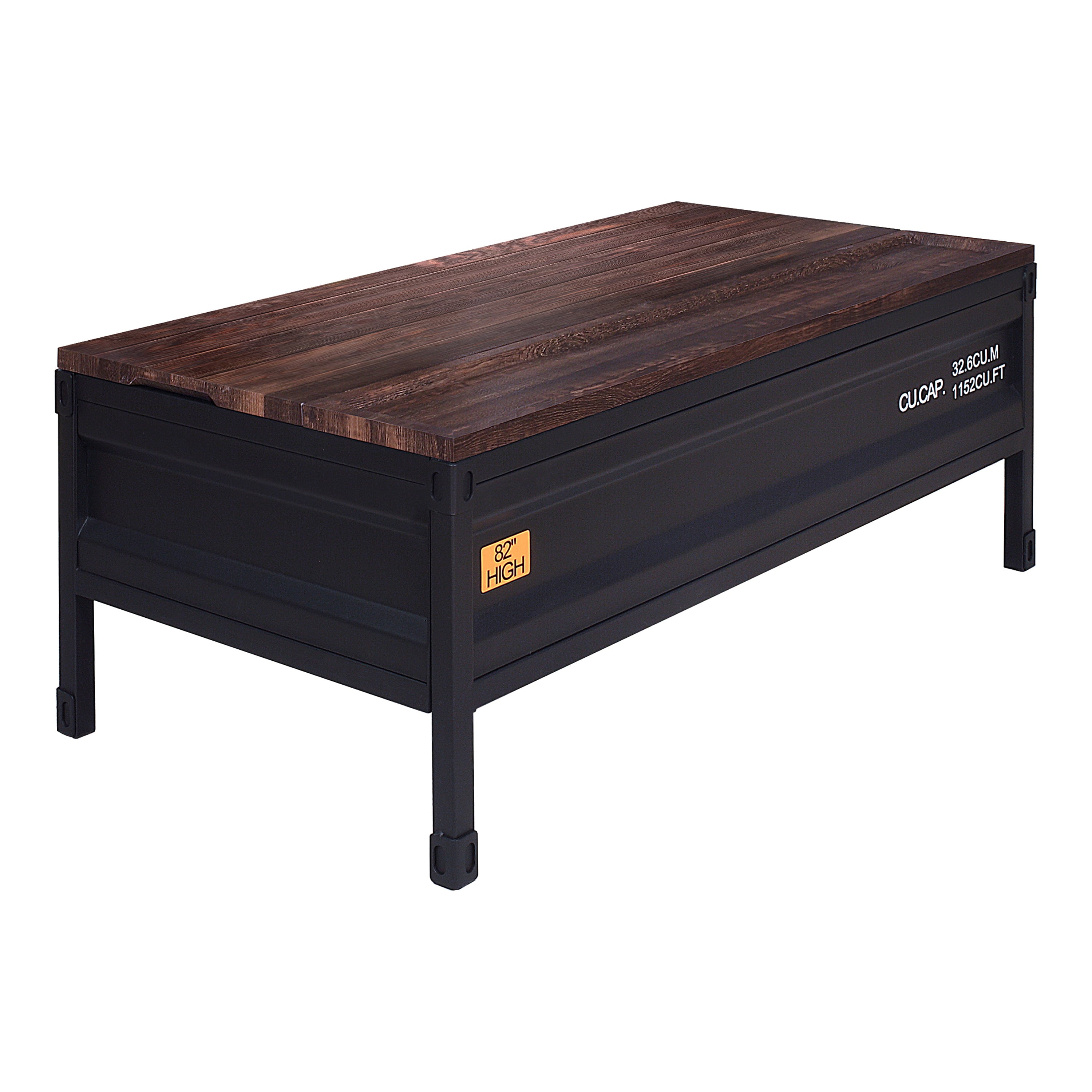 Furniture of America Prosta Industrial Wood and Metal Lift Top Coffee Table, Walnut/Black