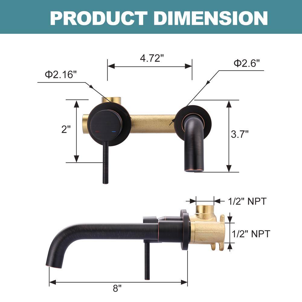 IVIGA Modern Single-Handle Wall Mounted Bathroom Faucet in Oil Rubbed Bronze VBB01RB