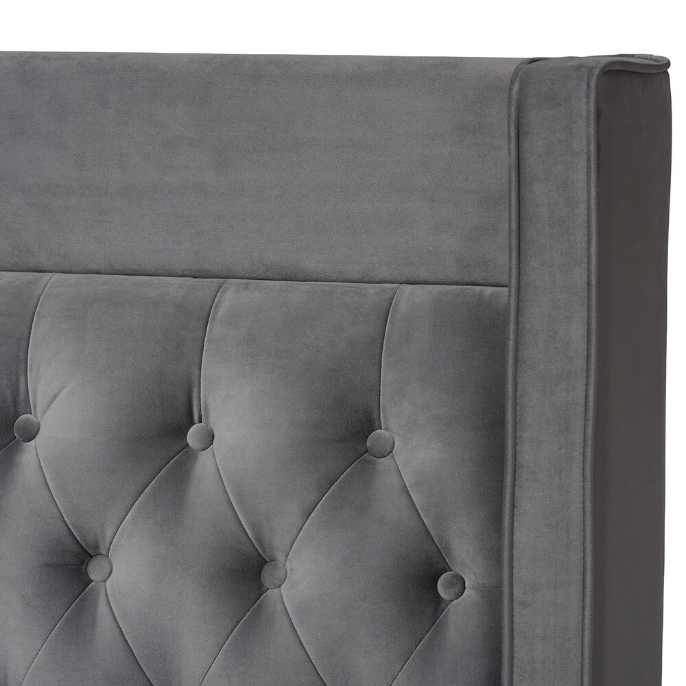 Contemporary Velvet Upholstered Tufted Glam Platform Bed