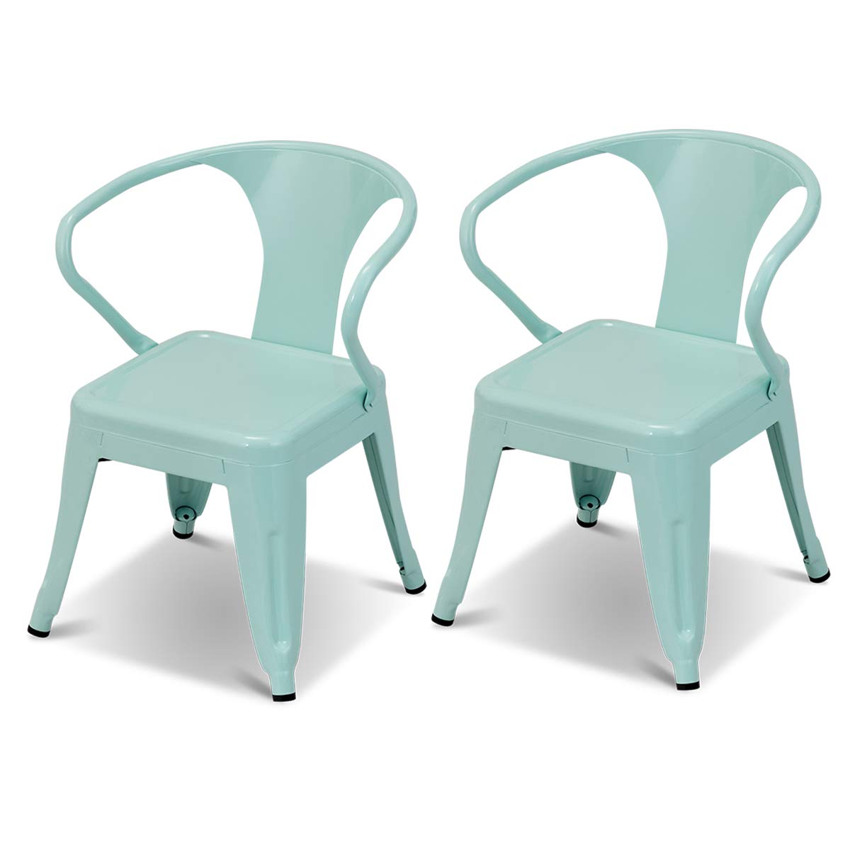 Costzon Set of 2 Kids Steel Chair w/Backrest Industrial Activity Chair (Mint Green, 2 Chairs)