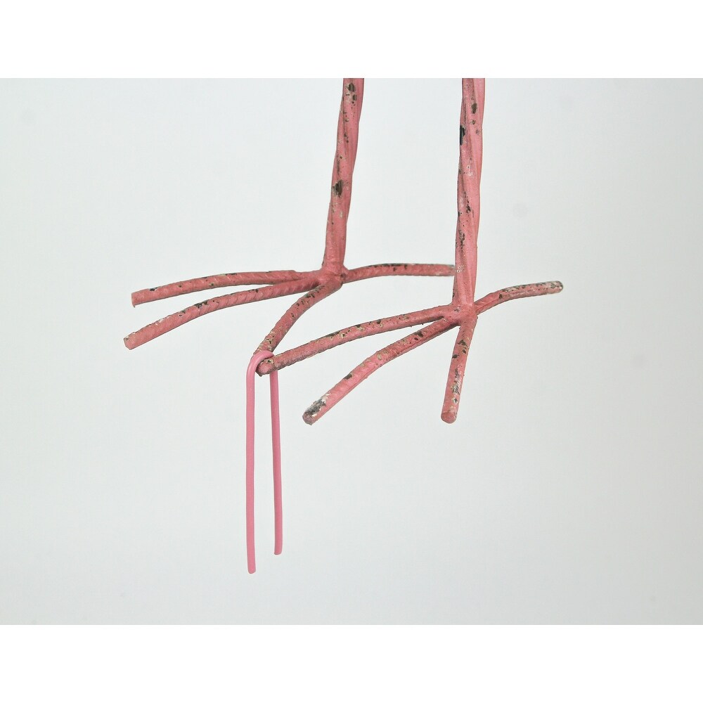 Pair Of 34 Inch Tall Decorative Metal Pink Flamingo Yard Statues   34 X 13 X 8 inches