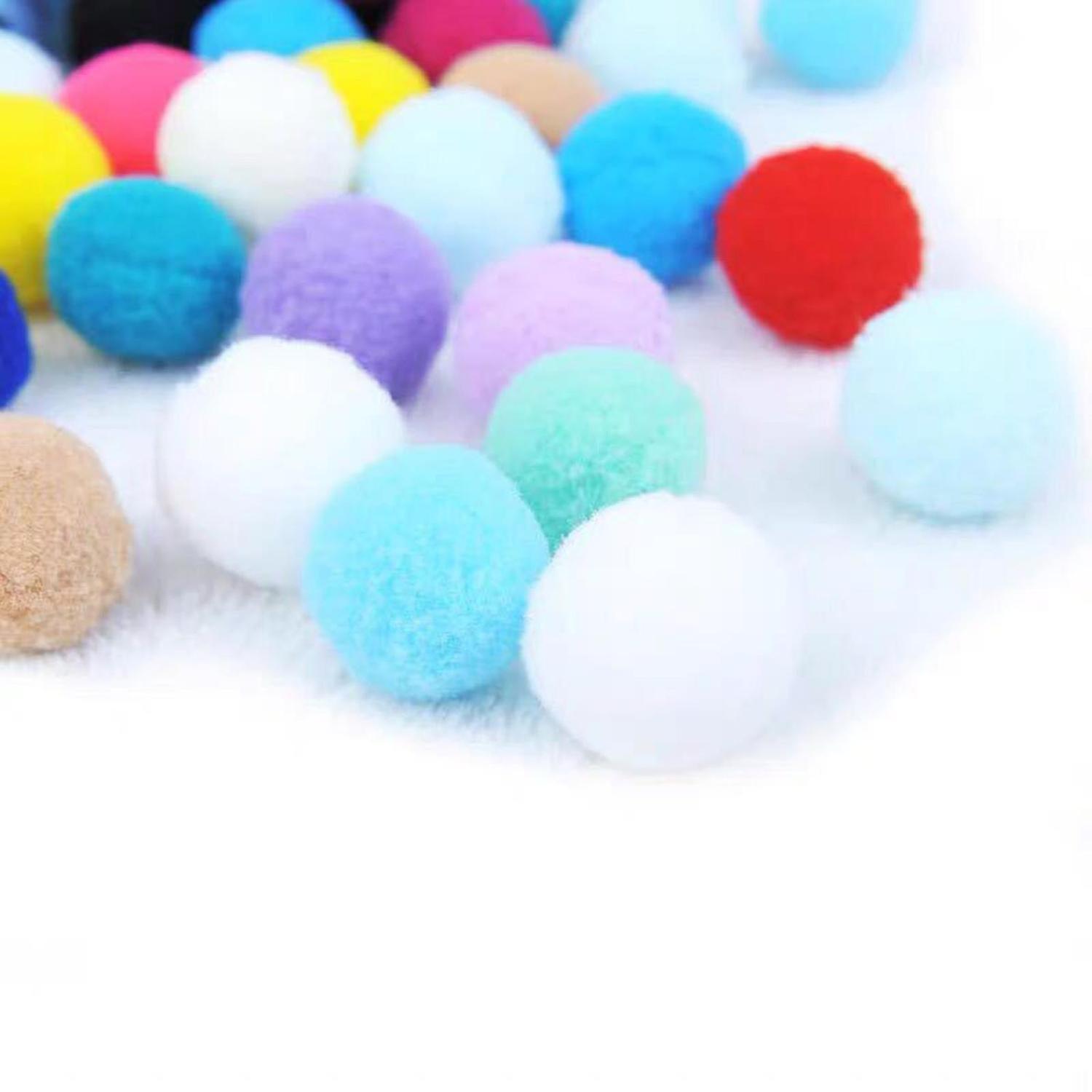 20x Cats Favorite For Chase Plush Ball Toy Pom Pom Balls Color Random 3cm