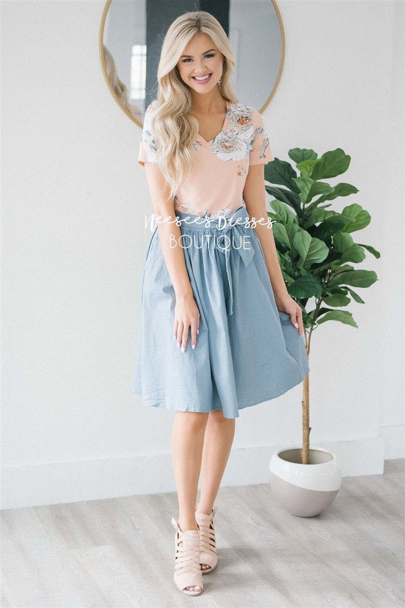 Chambray Tie Waist Skirt