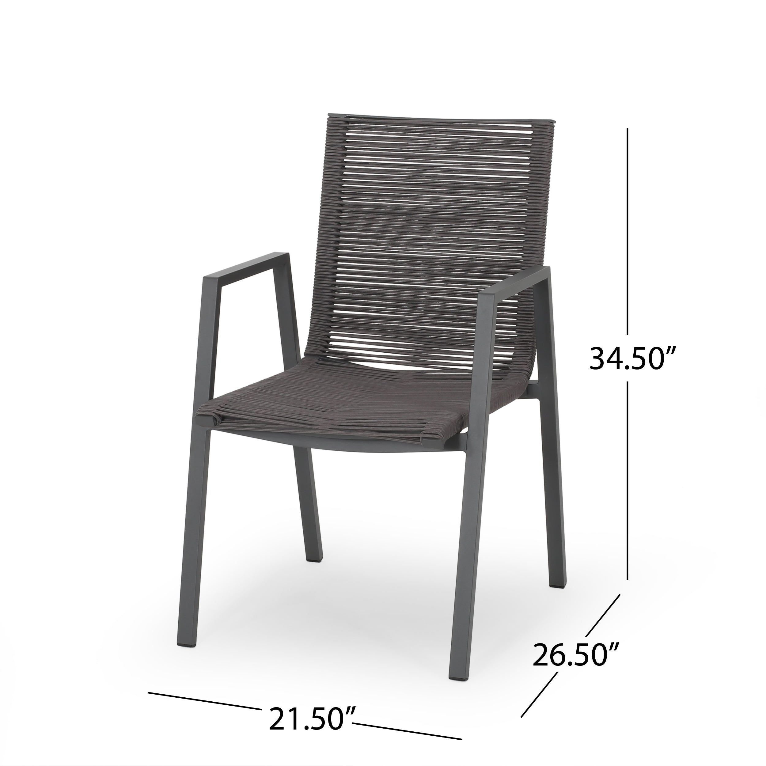 Kalli Outdoor Modern Aluminum Dining Chair with Rope Seat (Set of 2)