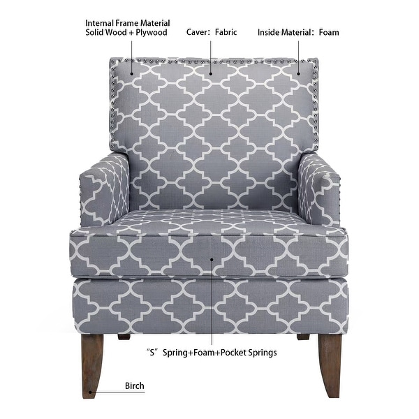 Fabric Accent Chairs for Living Room with Nailheads