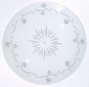 Satco 13in Round Glass Shade White Grape Pattern