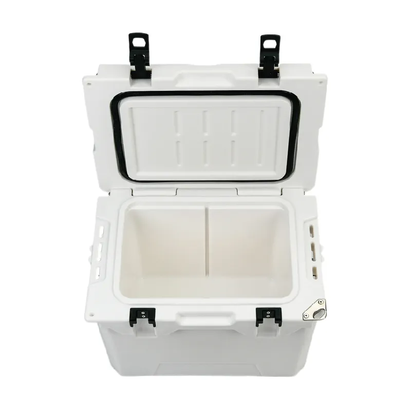 25QT china cheap plastic two wheel outdoor ice cooler box for hiking