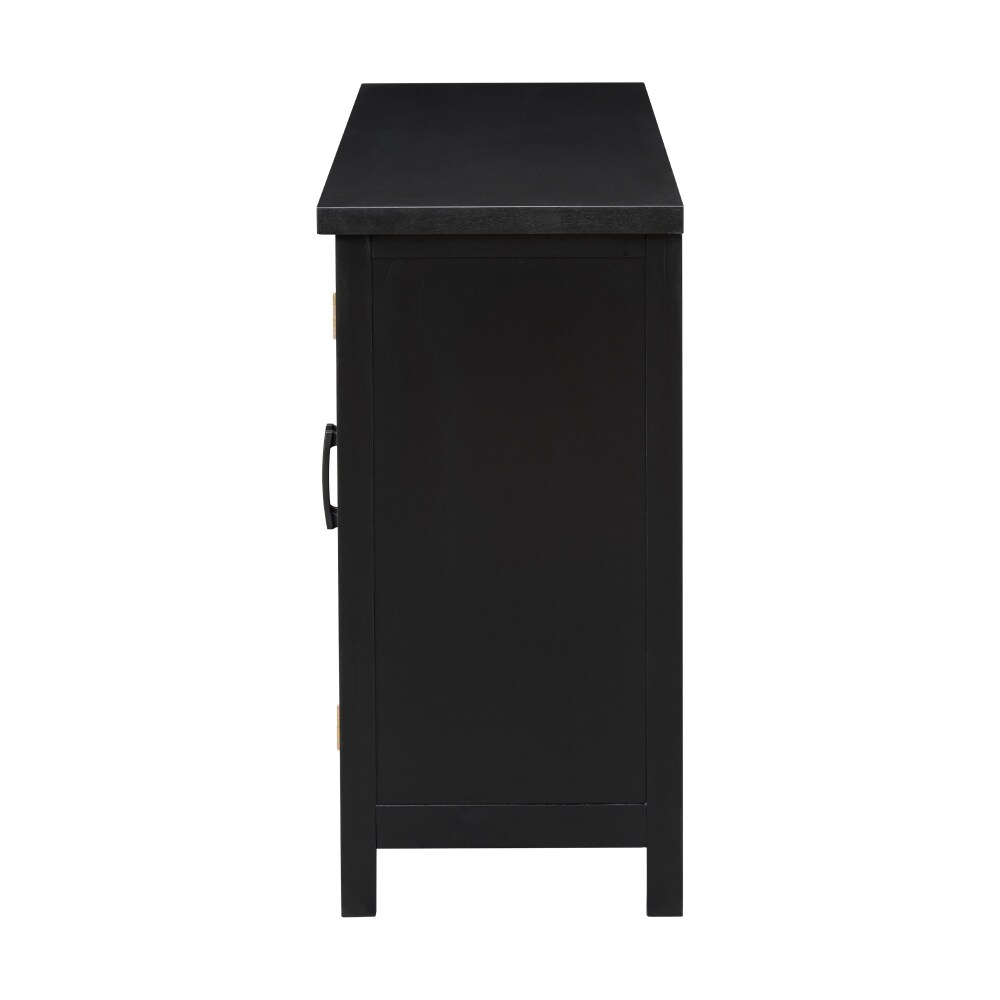 Featured Four door Storage Cabinet with Adjustable Shelf and Metal Handles  Mid Century Modern Buffet Sideboard Cabinet