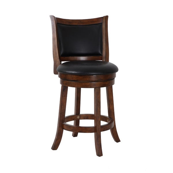 Curved Swivel Counter Stool with Leatherette Padded Seating，Brown and Black - 39 H x 21.5 W x 16.88 L Inches