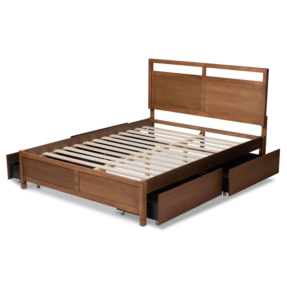 Saffron Modern   Contemporary 4 Drawer Storage Wood Platform Bed