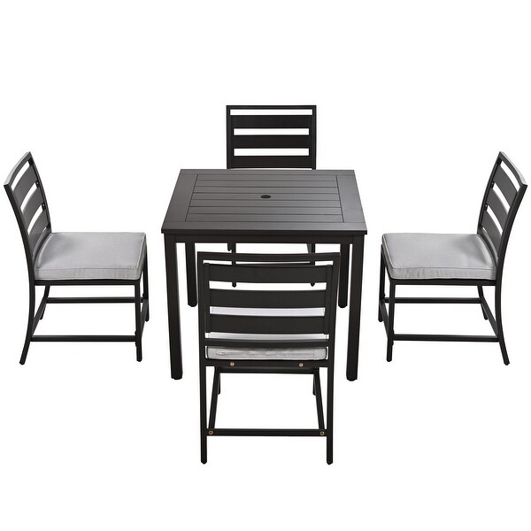 4 Pcs Patio Dining Sets Patio Conversation Sets with Umbrella Hole -  - 37895085