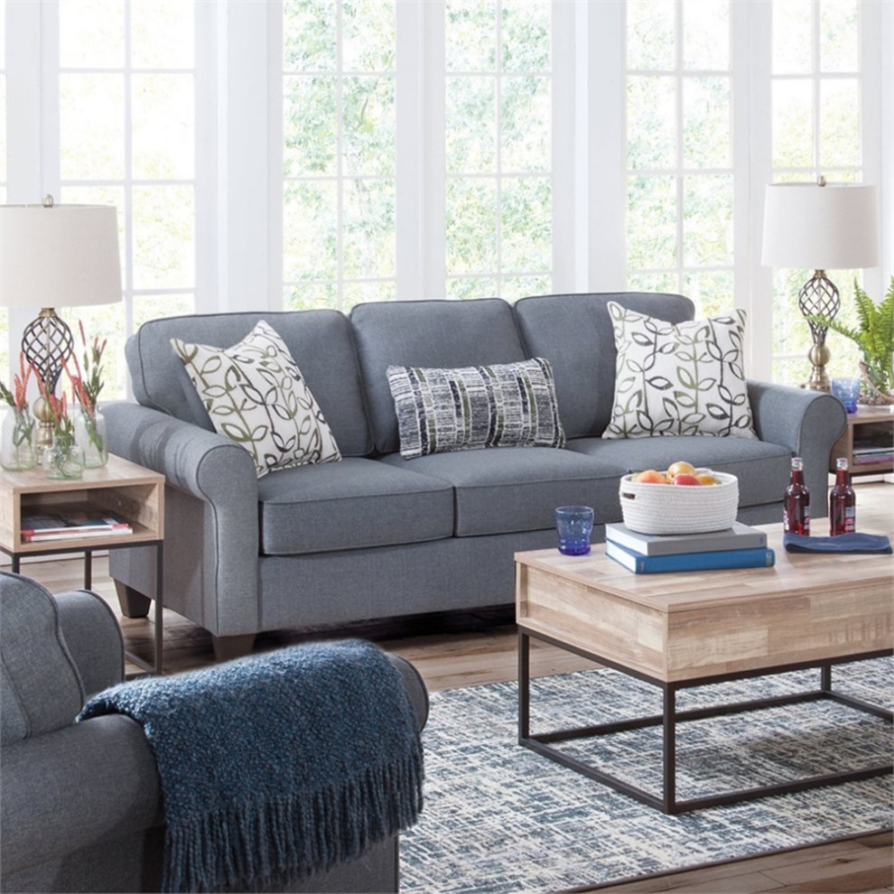 American Furniture Classics 8 010 A330V16 Classic Cottage Blue Sofa   Transitional   Sofas   by Homesquare  Houzz