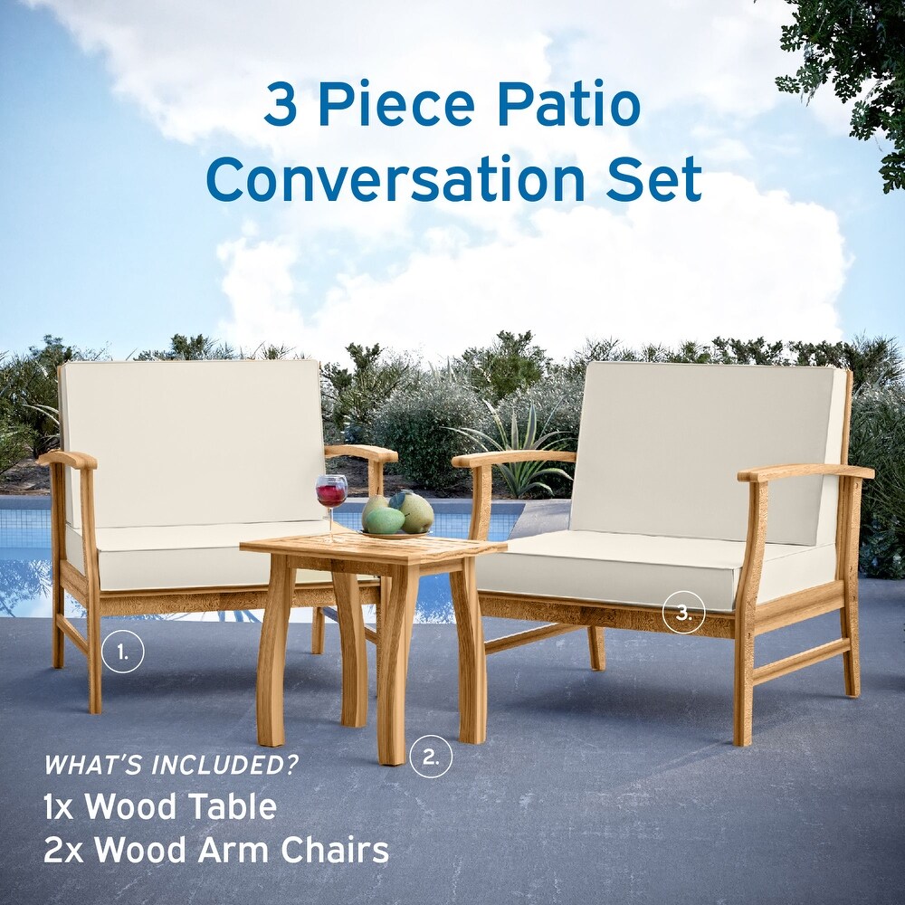 Nestl 3 Piece Acacia Wood Small Patio Furniture Set   Outdoor Patio Bistro Set with Patio Chairs