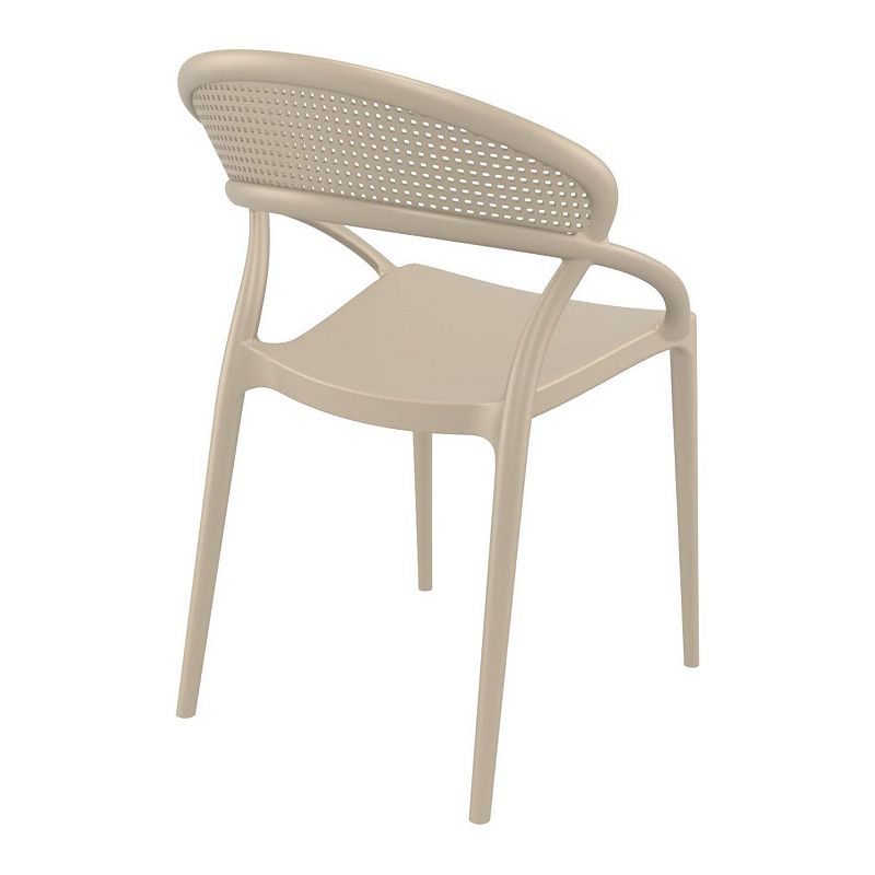 32.25 Taupe Mesh Outdoor Patio Round Dining Chair