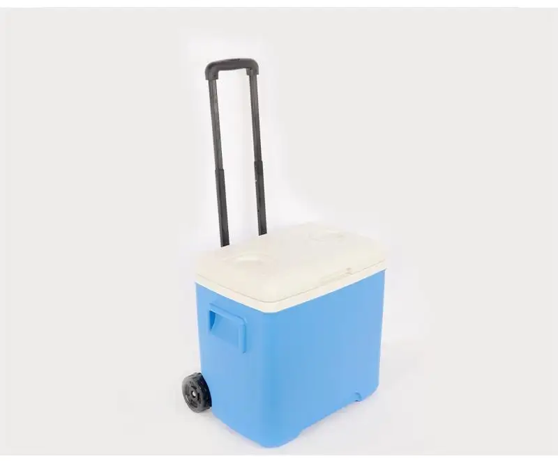 2023 factory customized color wheeled ice chest coolers 30l outdoor car trolley cooler box for camping beach fishing