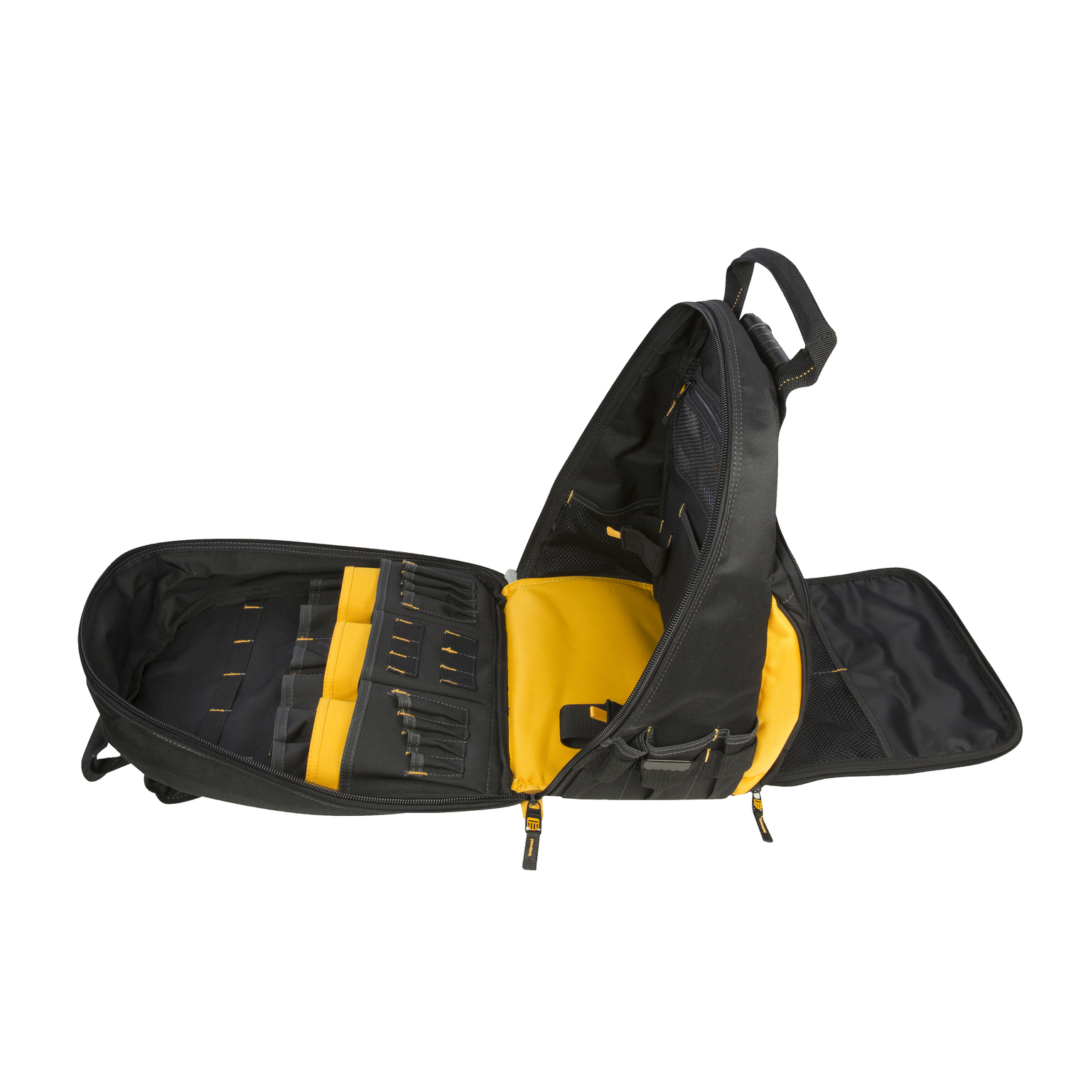 DW 8 in. W X 11 in. H Ballistic Polyester Lighted Backpack Tool Bag 57 pocket Black/Yellow 1 pc