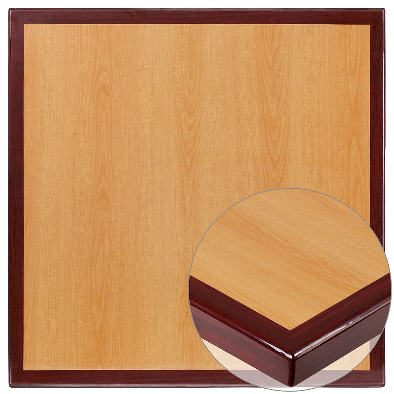 Emma and Oliver 24 Square 2-Tone High-Gloss Cherry / Mahogany Resin Table Top