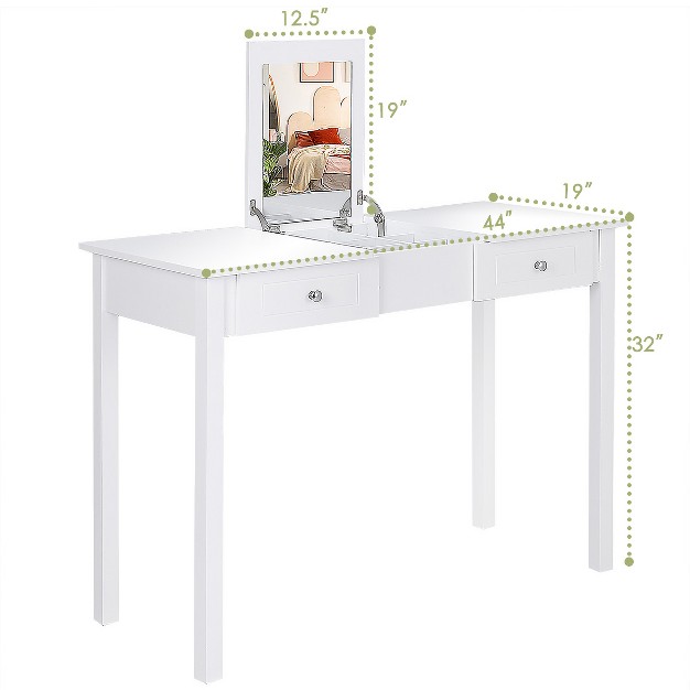 Costway Vanity Table Dressing Table Flip Top Desk Furniture White