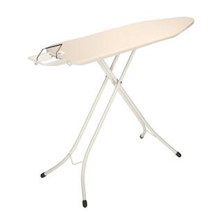 Brabantia Ironing Board B 49 x 15 In with Steam Iron Rest Ecru Cream Cover and White Frame 347764