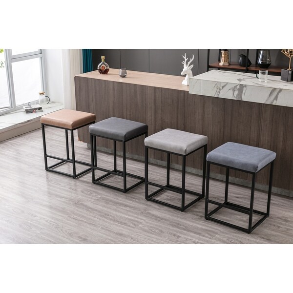 Backless Modern Barstools with Faux Leather