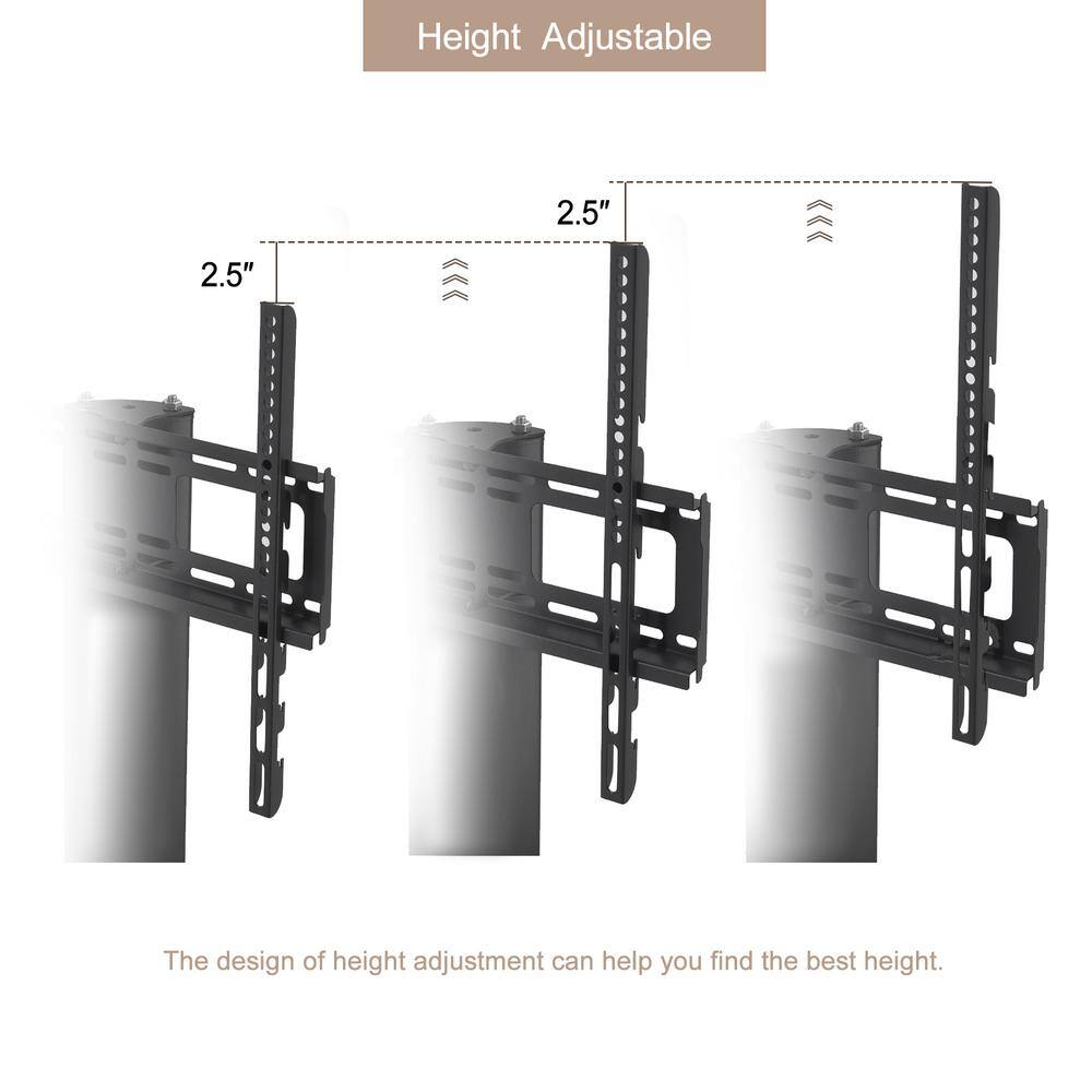 Tidoin Adjustable Angle Black Adjustable Height TV Mounts TV Stand with 2-Tier Shelf and Wheel JWS-YUW2-5040