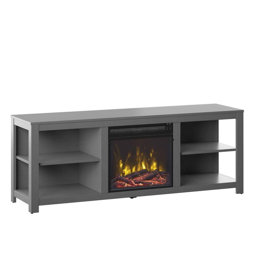 Twin Star Home 65 in. Freestanding Wooden Electric Fireplace TV Stand in Antique Gray 18MM6794-PG22S