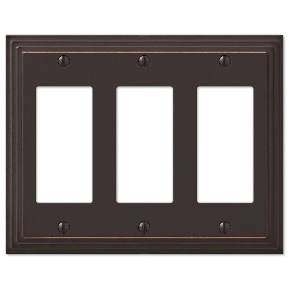 AMERELLE Tiered 3 Gang Rocker Metal Wall Plate - Aged Bronze 84RRRVB