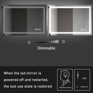 TOOLKISS 48 in. W x 36 in. H Large Rectangular Frameless LED Light Anti-Fog Wall Bathroom Vanity Mirror Super Bright TK19068