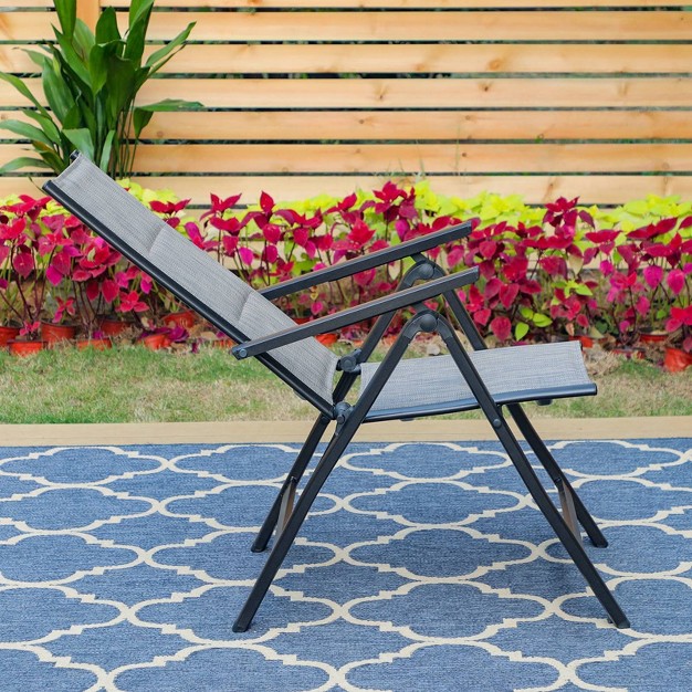 2pk Outdoor Padded Textilene Dining Chairs With Aluminum Frame Captiva Designs