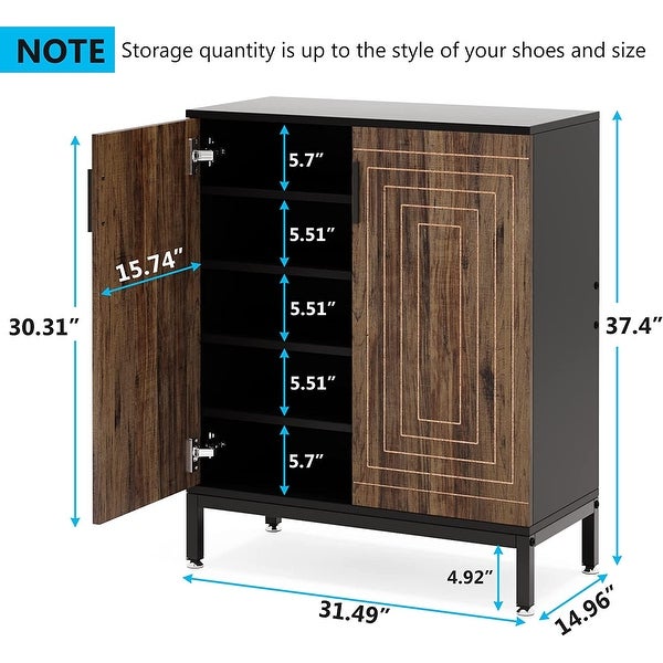 20 Pairs Shoe Storage Cabinet for Entryway， Freestanding Shoe Rack Organizer - White/Gold - - 36861342