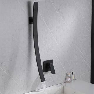 Tomfaucet Modern Single-Handle Wall Mounted Bathroom Faucet in Matte Black TFK0093