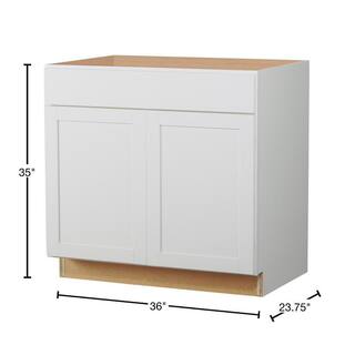 Hampton Bay Westfield Feather White Assembled Sink Base Kitchen Cabinet (36 in. W x 23.75 in. D x 35 in. H) F11SB36B