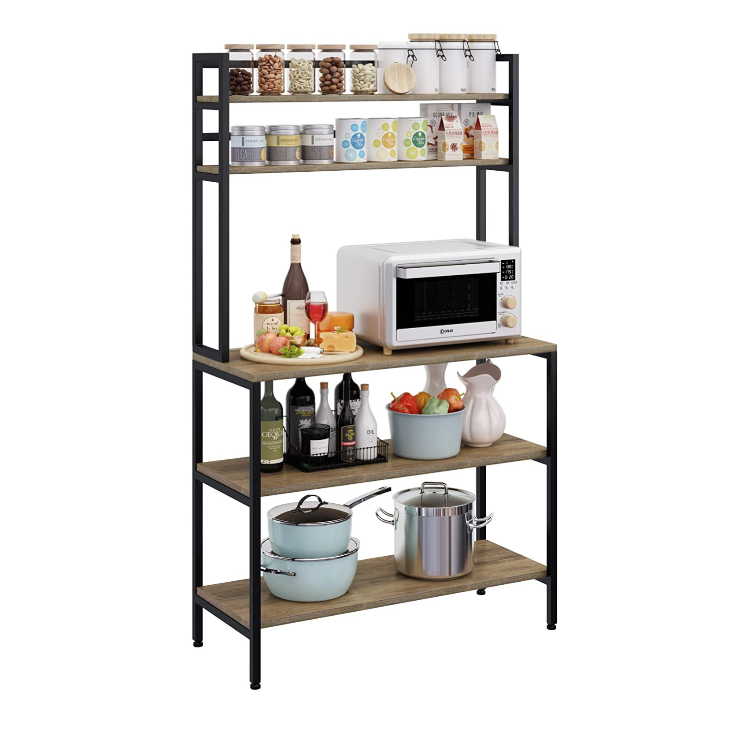 5-Tier Kitchen Storage Rack, Freestanding Household Storage Shelf for Kitchen, Restaurant