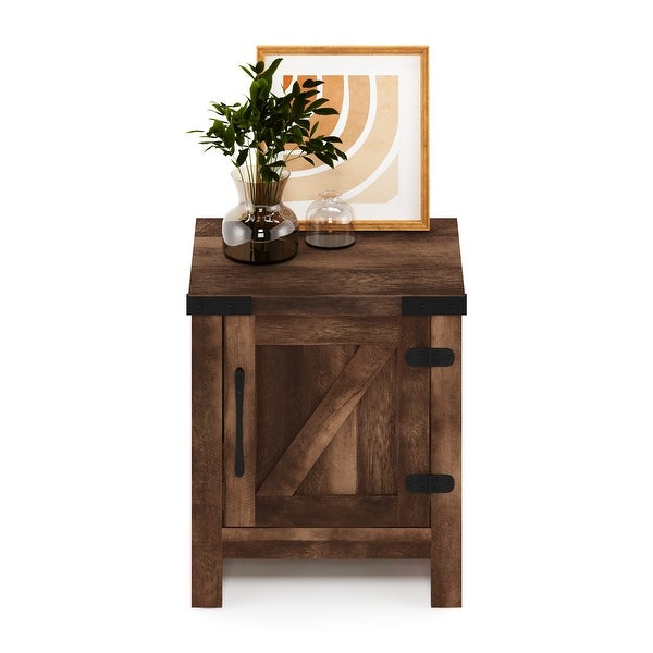 Furinno Jensen Farmhouse End Table with Barn Door