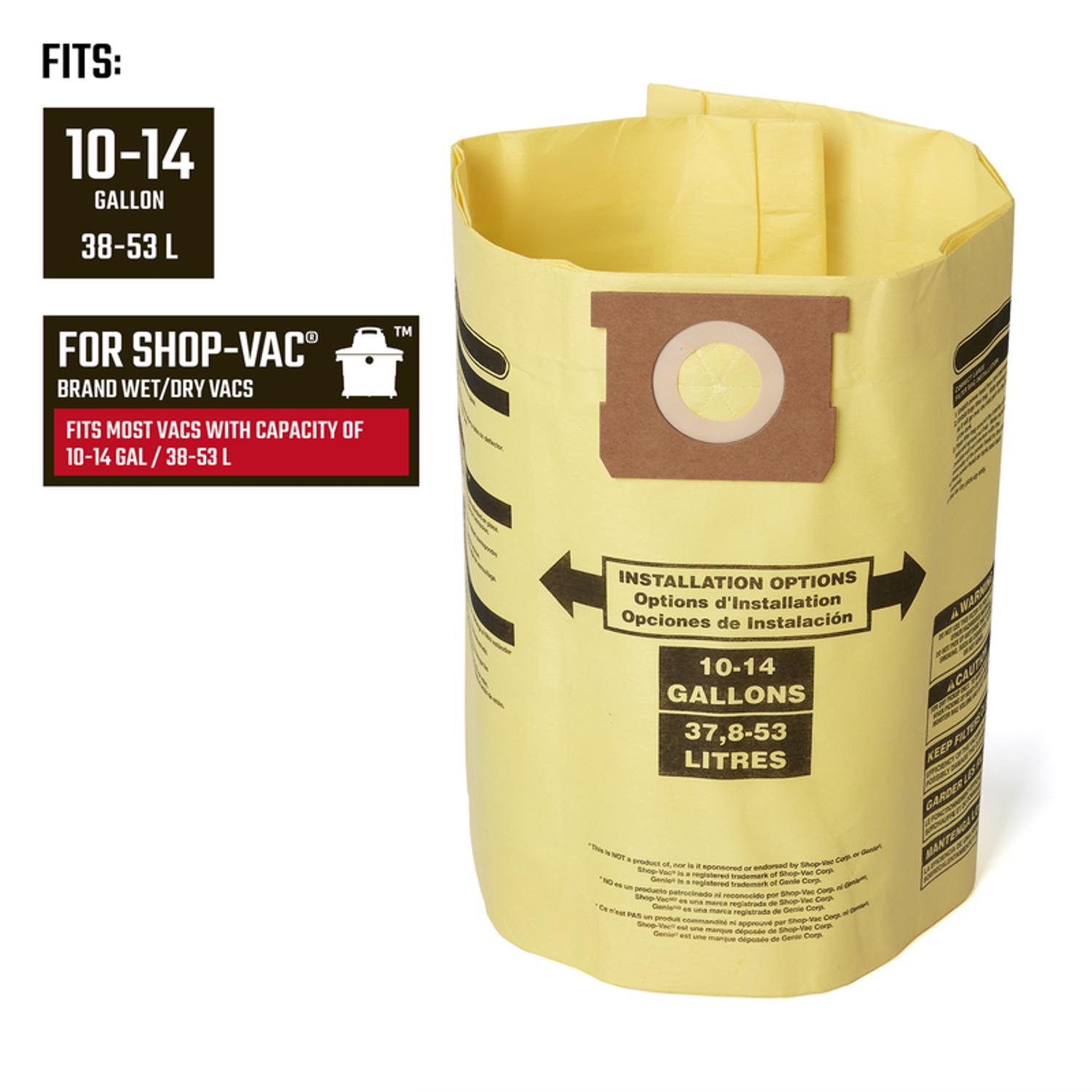 Craftsman 2 in. L X 9.5 in. W Wet/Dry Vac Filter Bag 10-14 gal 2 pc