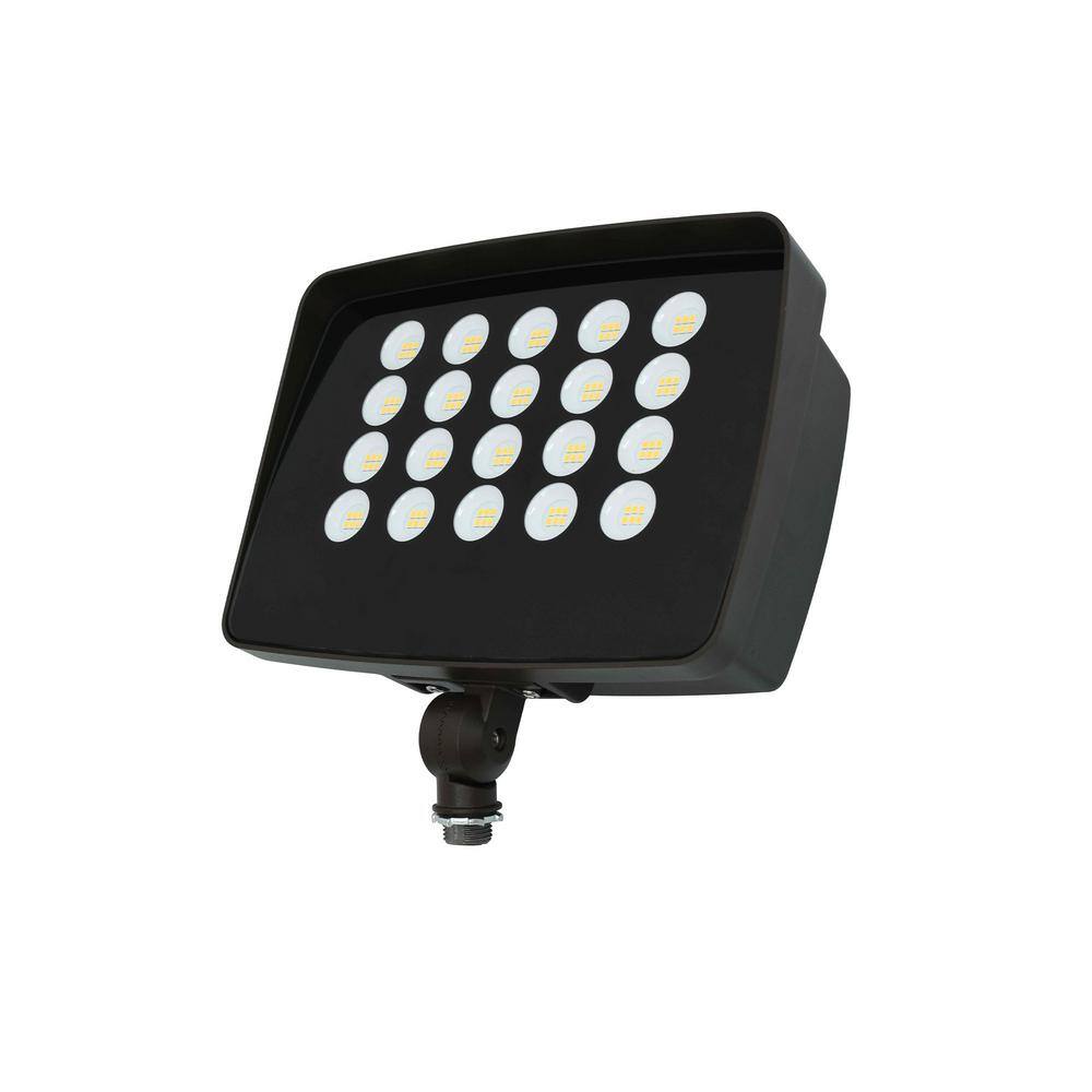 Commercial Electric 250W Equivalent Integrated LED Bronze Outdoor High Output Flood Light 9500 Lumens 4000K Dusk-to-Dawn PWRFX70-PC-4K-BZ