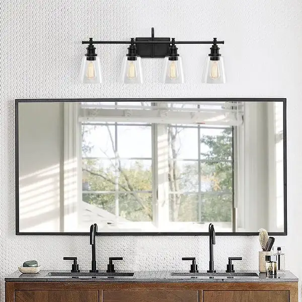 KAWOTI 4-Light Bathroom Vanity Light with Glass Shade