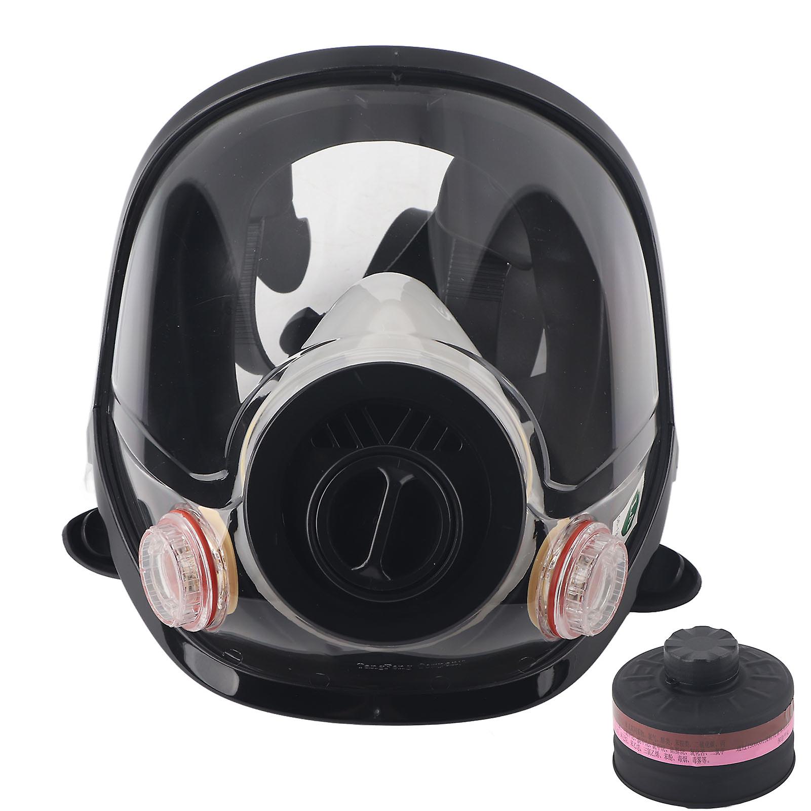 Silicone Full Face Facepiece Respirator Gas Masks With Round Filter Box For Dust Painting Spray