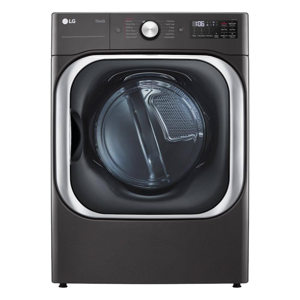 LG 9 cu. ft. Large Capacity Vented Smart Stackable Electric Dryer with Sensor Dry TurboSteam Extra Cycles in Black Steel DLEX8900B