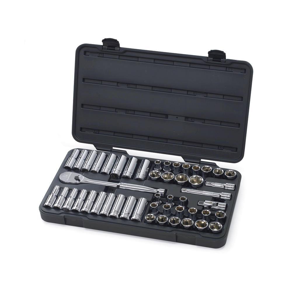 GEARWRENCH 12 in. Drive 6-Point Standard and Deep SAEMetric Mechanics Tool Set (49-Piece) 80700D