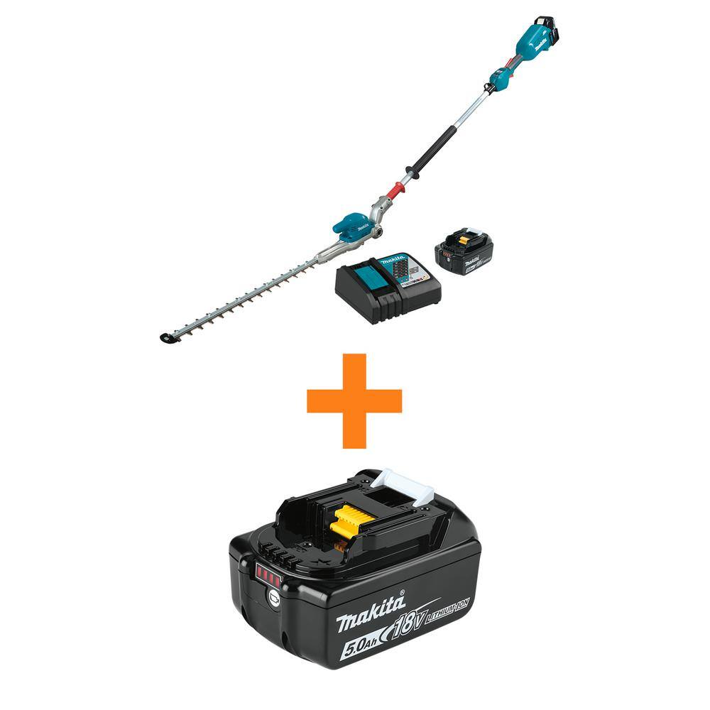 Makita 18V LXT Lithium-Ion Brushless 20 in. Articulating Pole Hedge Trimmer Kit (5.0 Ah) with bonus 18V LXT Battery Pack 5.0Ah XNU01T-BL1850B